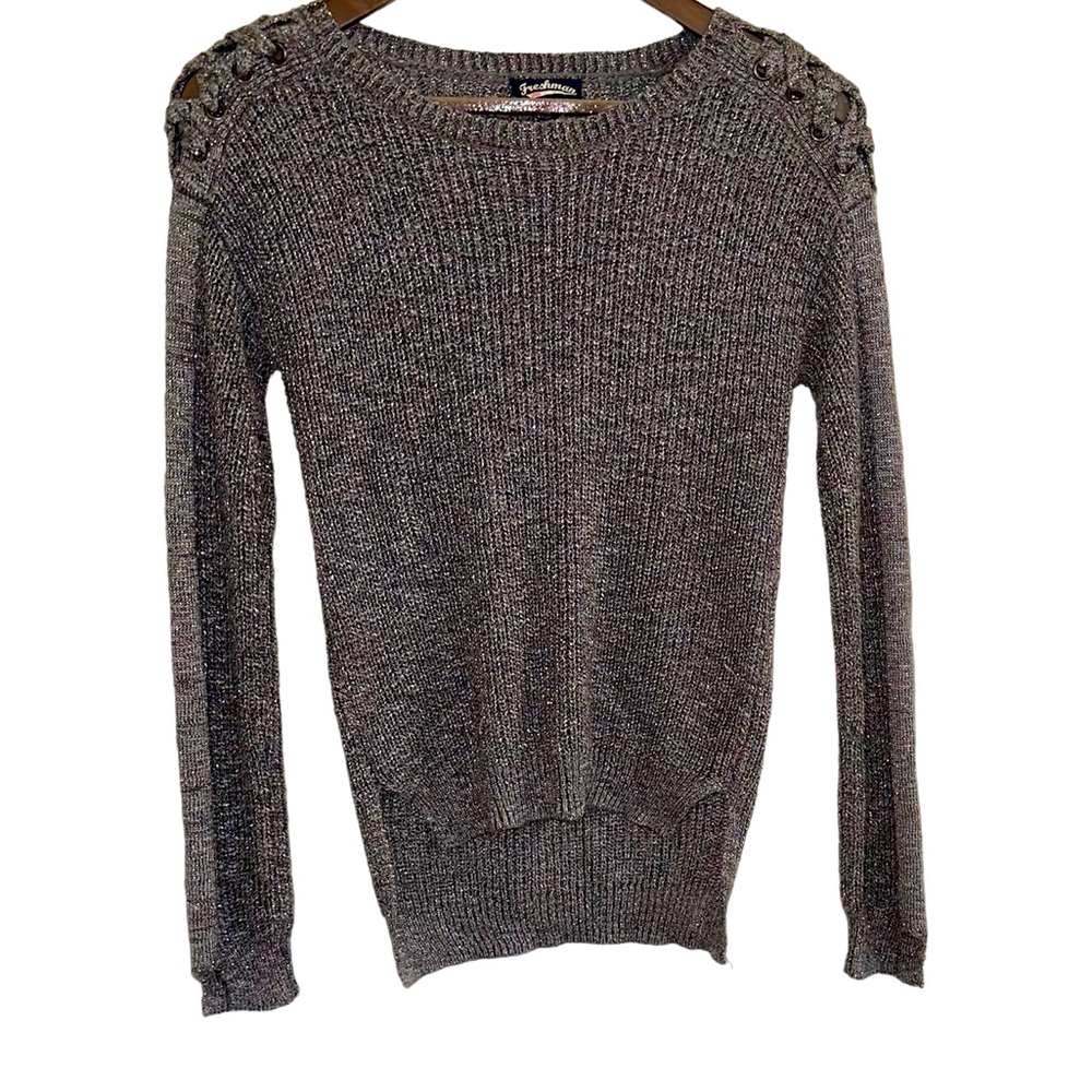 Freshman 1996 glitter gray high low sweater girls, XL 16